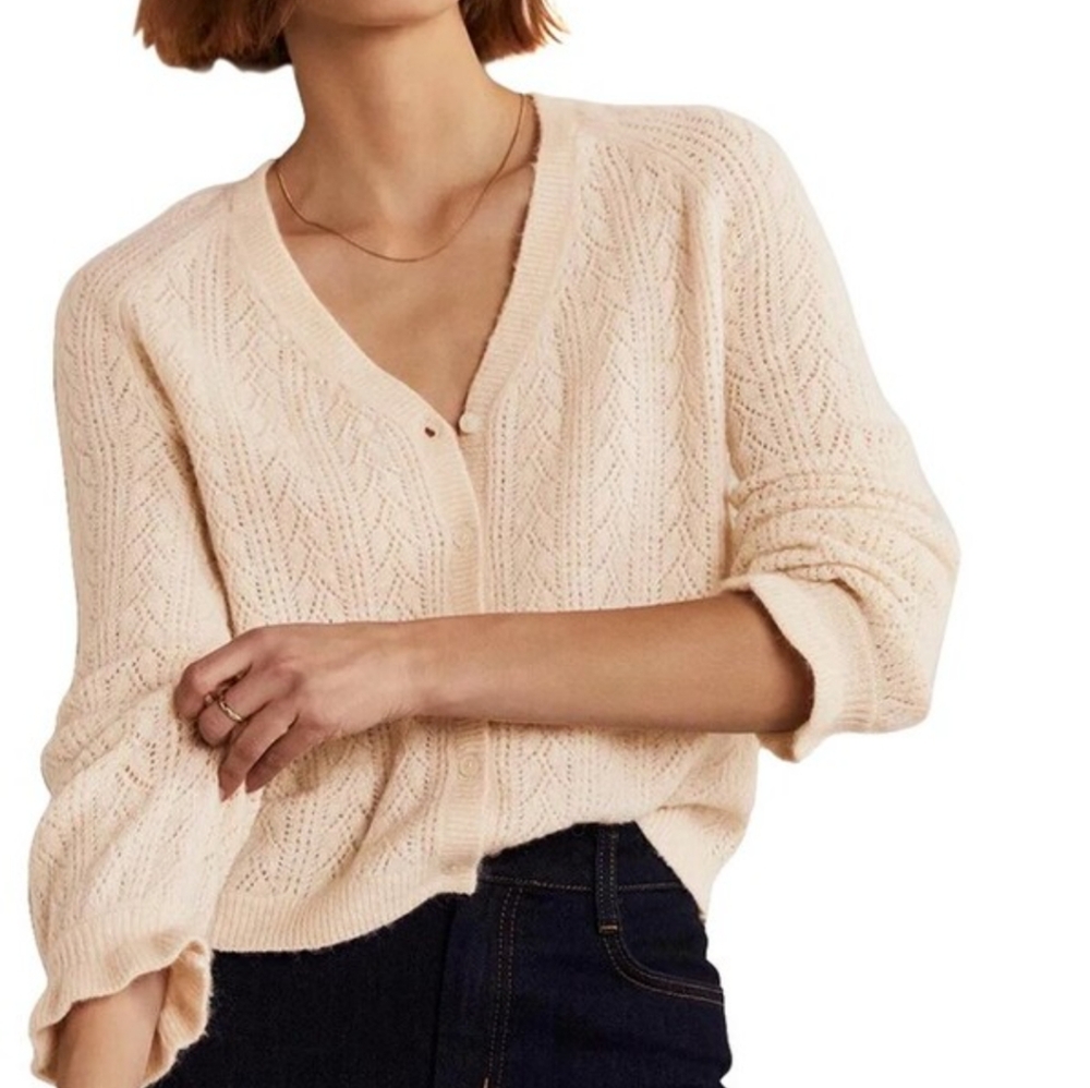 Boden Fluffy Pointelle Mohair & Wool Cardigan Sz.16\18